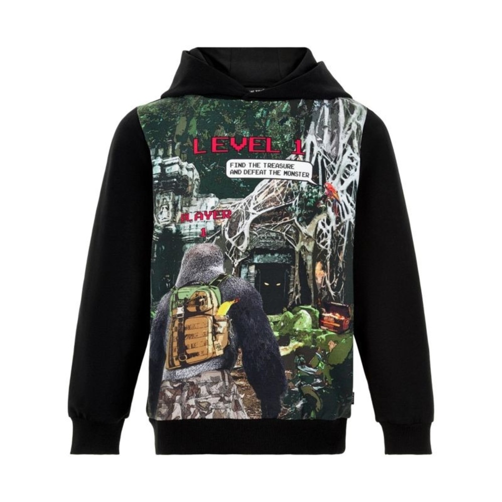 Me Too Black and Multicolor Graphic Hoodie